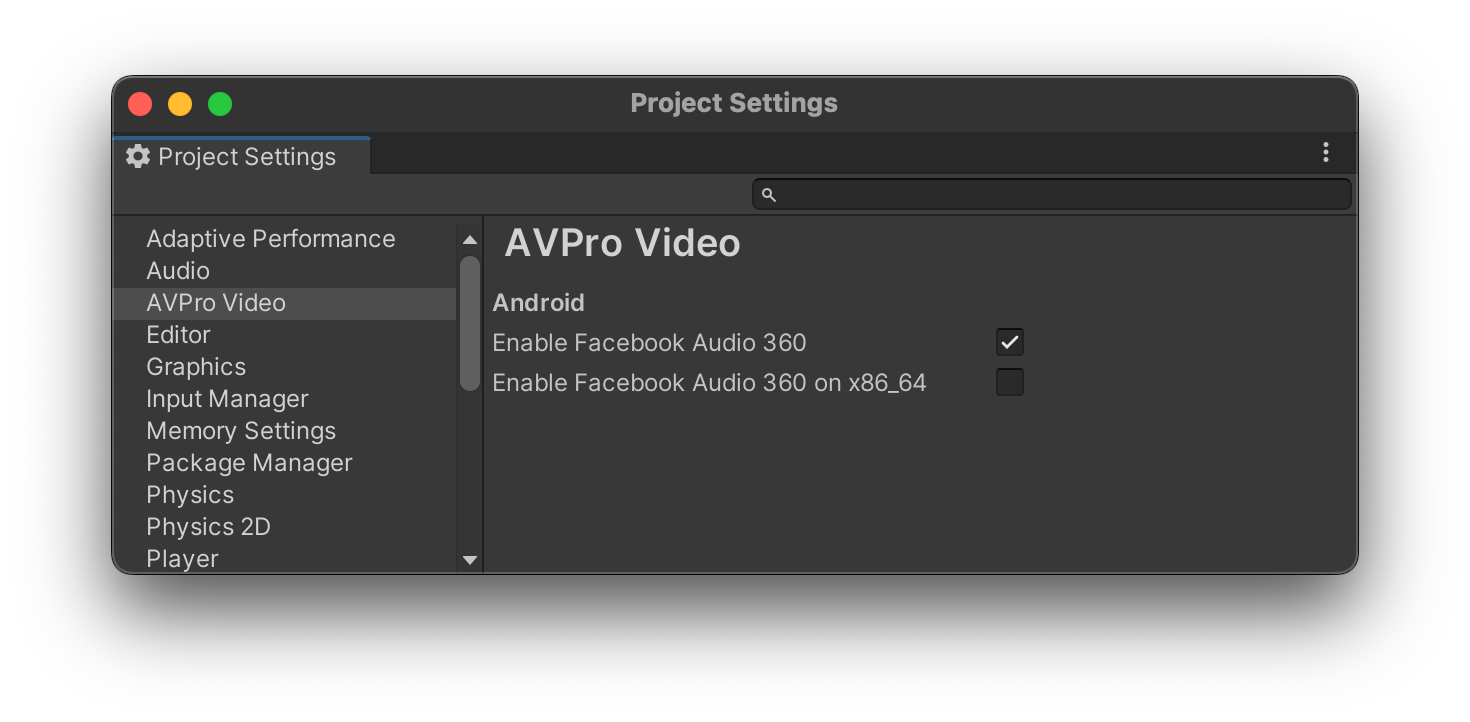 Android project settings